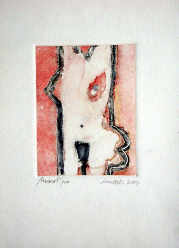 Monotipo1: Mujer 1- 2000 - Plancha 16x12cm - Papel 250gr. Canson Guarro